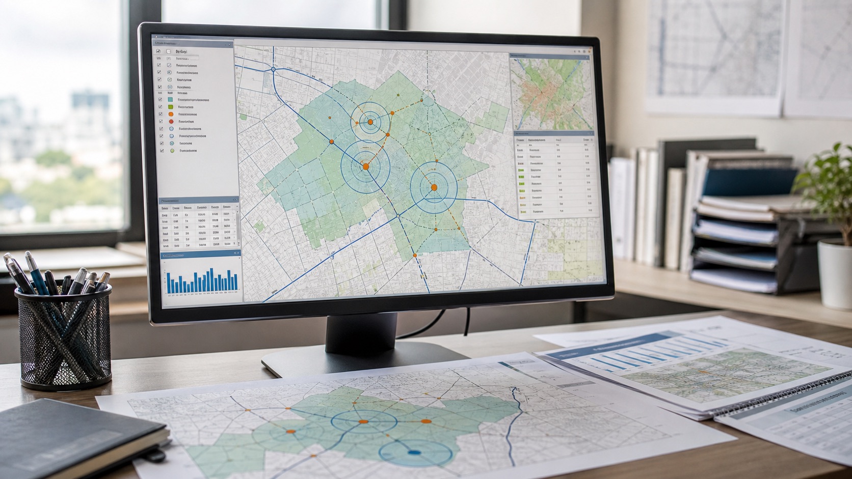 Urban geospatial intelligence illustration